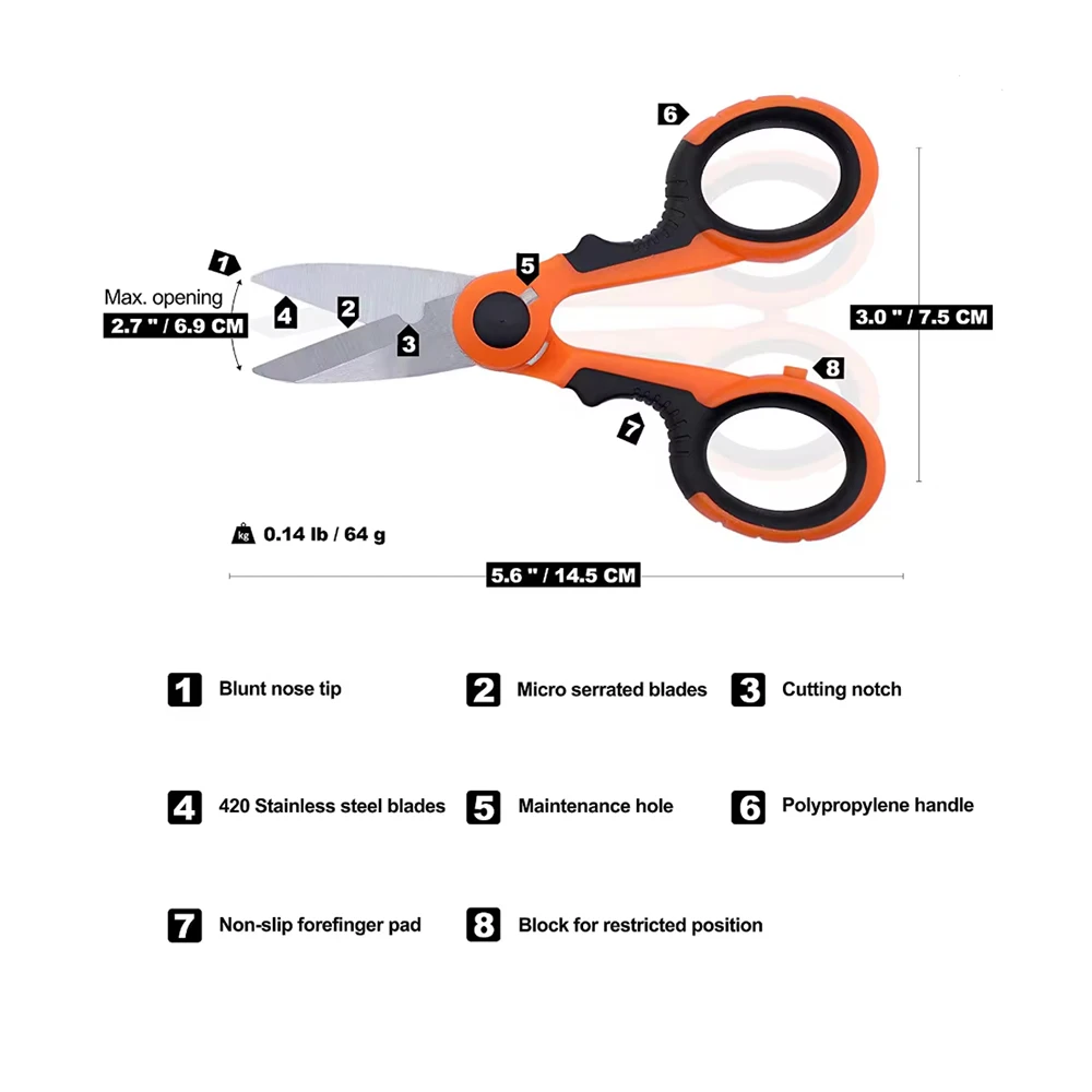 

Fishing Scissors Powerful Professional Scissors for Horse Fishing Line Serrated Lures Multifunctional Stainless Steel Fishing Ta