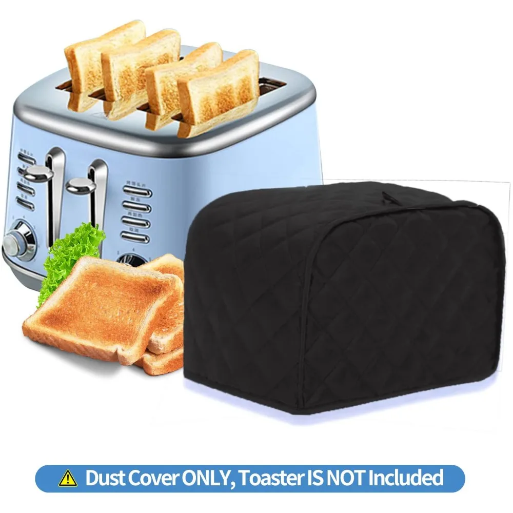 Household Two/Four Slice Toaster Cover, Polyester Quilted, Scratch/Fingerprint-Proof, Appliance Dust Cover (No Host),black