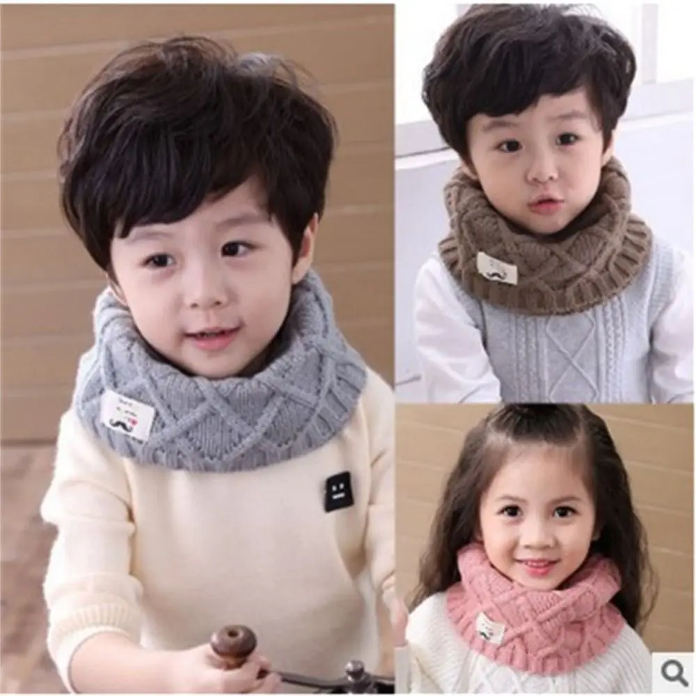 

New Knitted Kids Warm Knitted Scarves Thick Windproof Scarf Elastic Neck Collar Winter