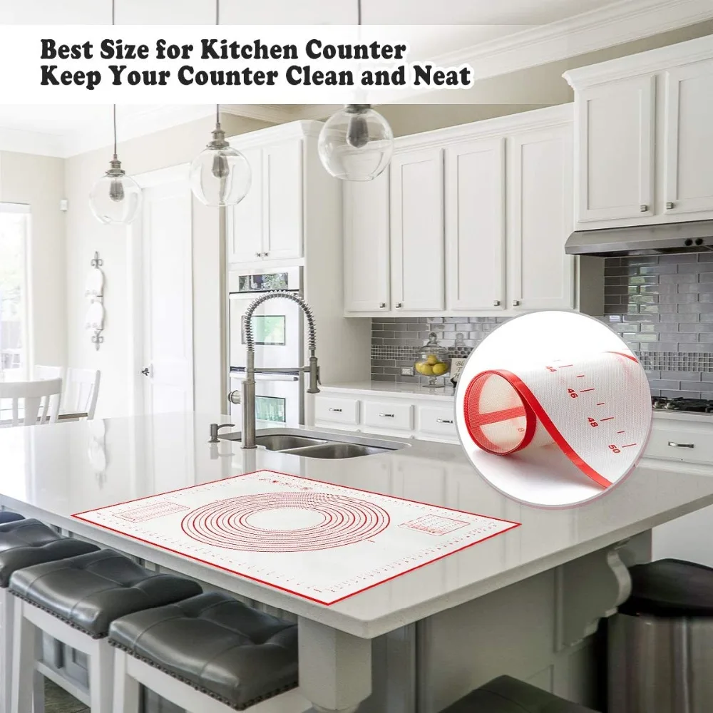 New Oversize 80/70/60cm Silicone Baking Mat Pastry Rolling Kneading Pad Kitchen Crepes Pizza Dough Non-stick Pan Pastry Mat