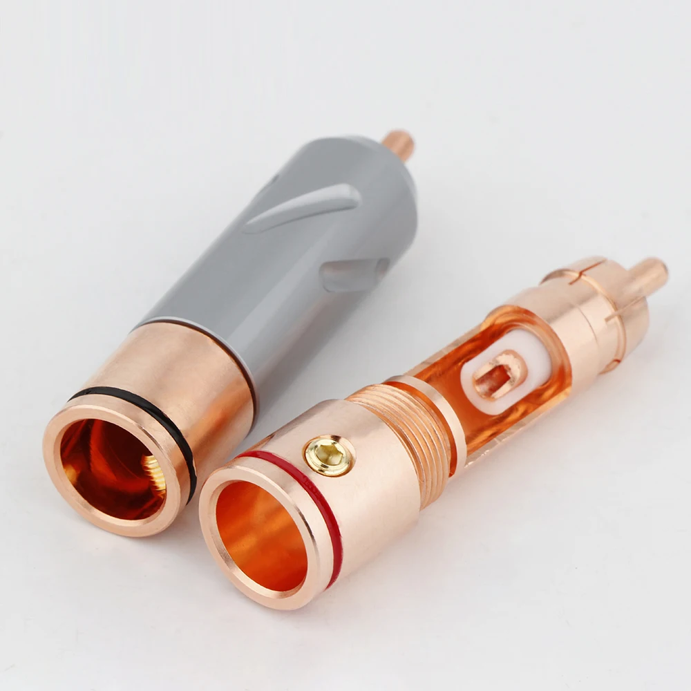 

Audiophile 99.995% Pure Copper Male RCA Plug Connector Hifi Audio Video Signal Input Output RCA Terminal 24kGold Rhodium Plated