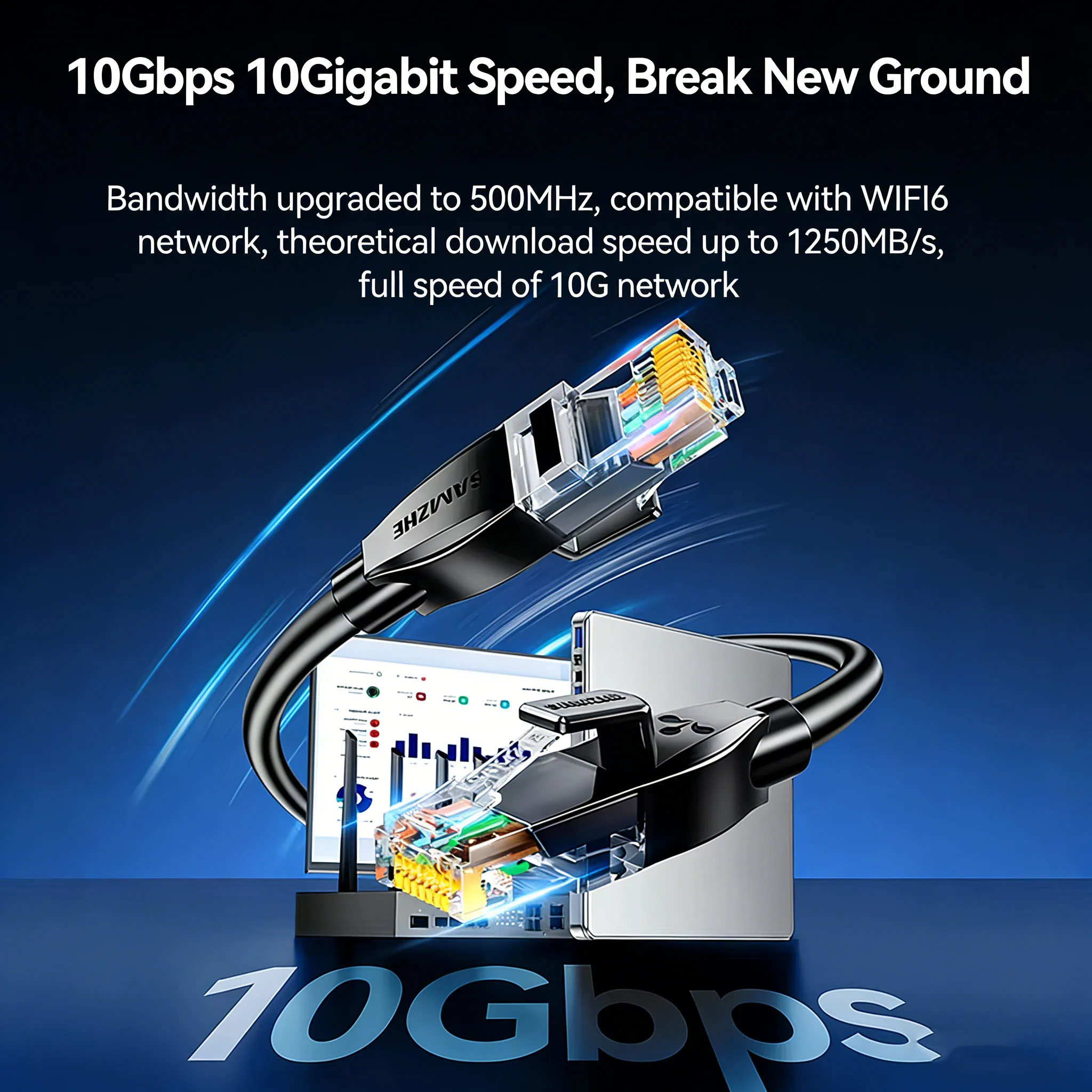 Samzhe Ethernet Cable Cat6 Gigabit High Speed 1000Mbps Internet Cable RJ45 Shielded Network LAN Cord for PC PS5 PS4 PS3 Xbox