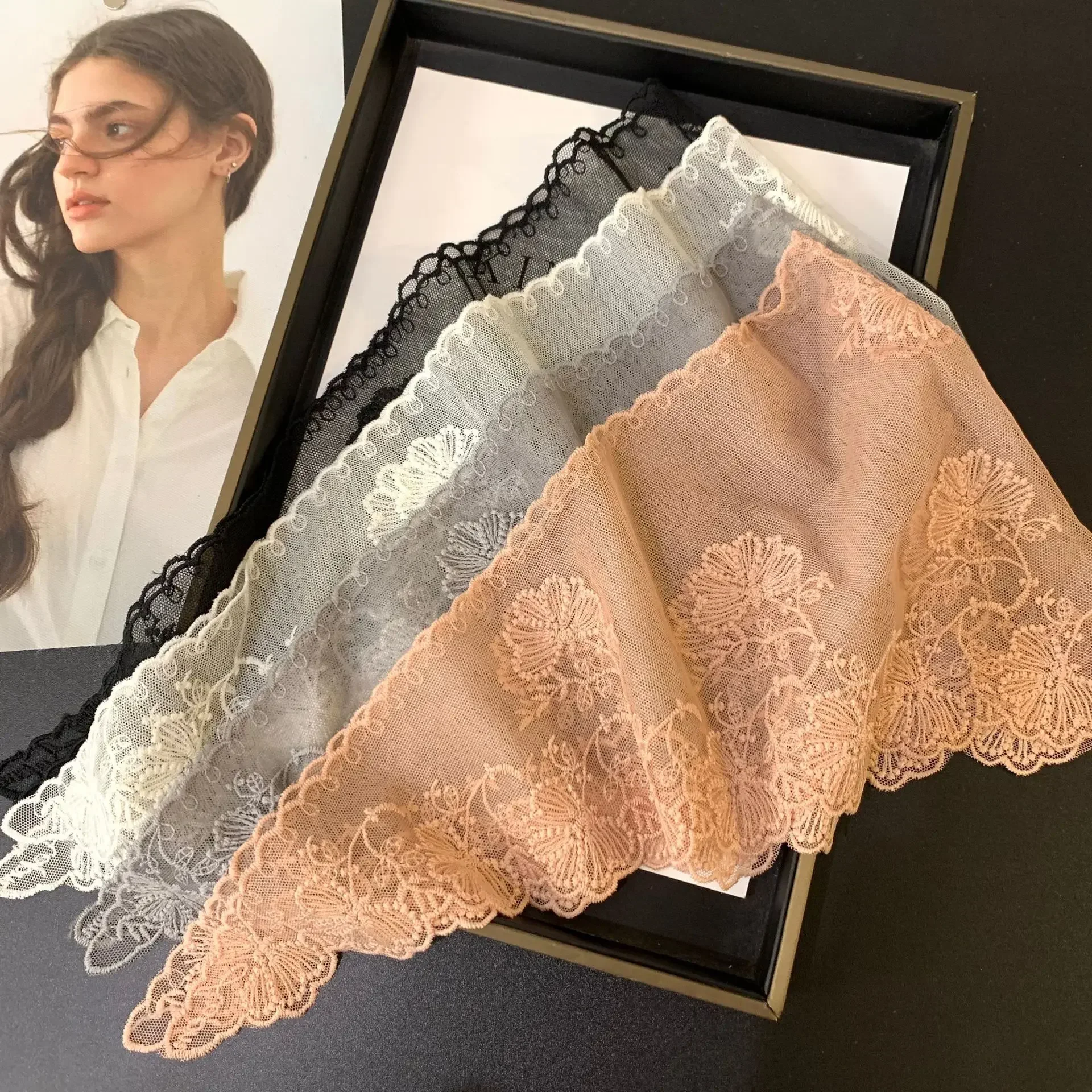 بسيطة ورقة تنوعا مثلث وشاح الحجاب وشاح الرجعية الفرنسية الدانتيل فتاة الديكور الربيع والصيف