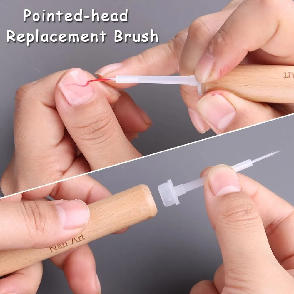Testine intercambiabili Set di strumenti per penna per unghie 3 in 1 Pennello per nail art con forte magnete multifunzionale Strumento per manicure facile per manicure