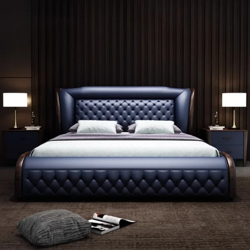 

Furniture Leather King Size Bed Shelves Camas Queen Decoration Full Queen Bed Lit Luxury Letto Matrimoniale Lit Bett Dormitorio