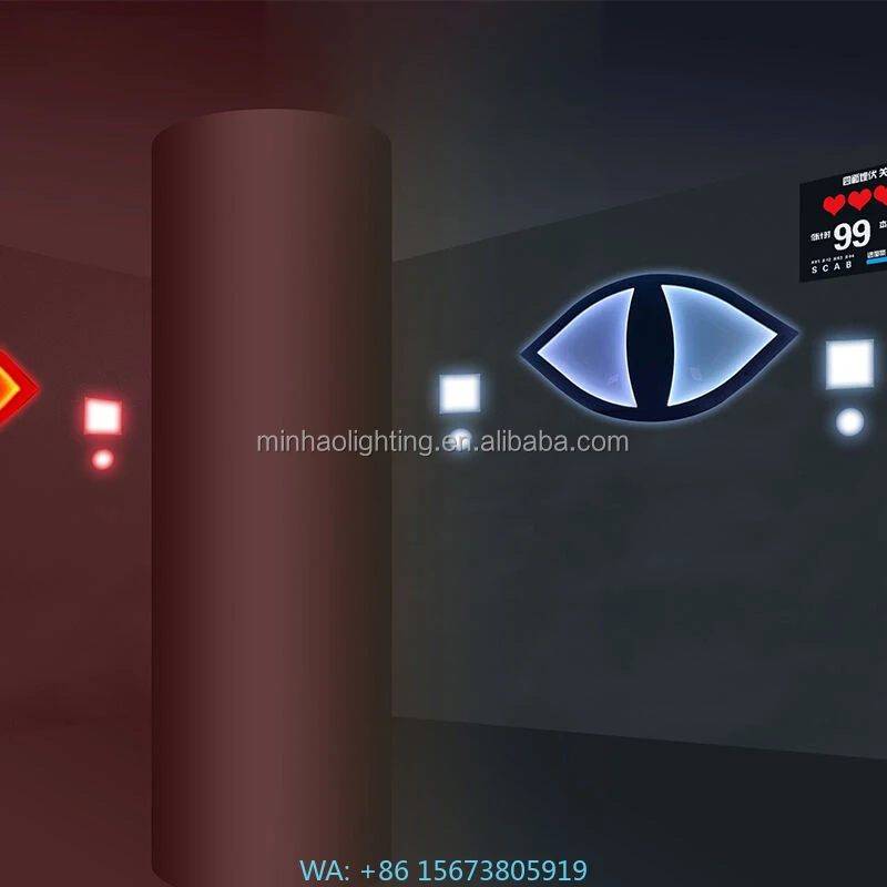 

Коммерческая аренда комнаты для квестов с LED-подсветкой «Дьявольский глаз» (зеленый, красный) и активными световыми кубиками для арены