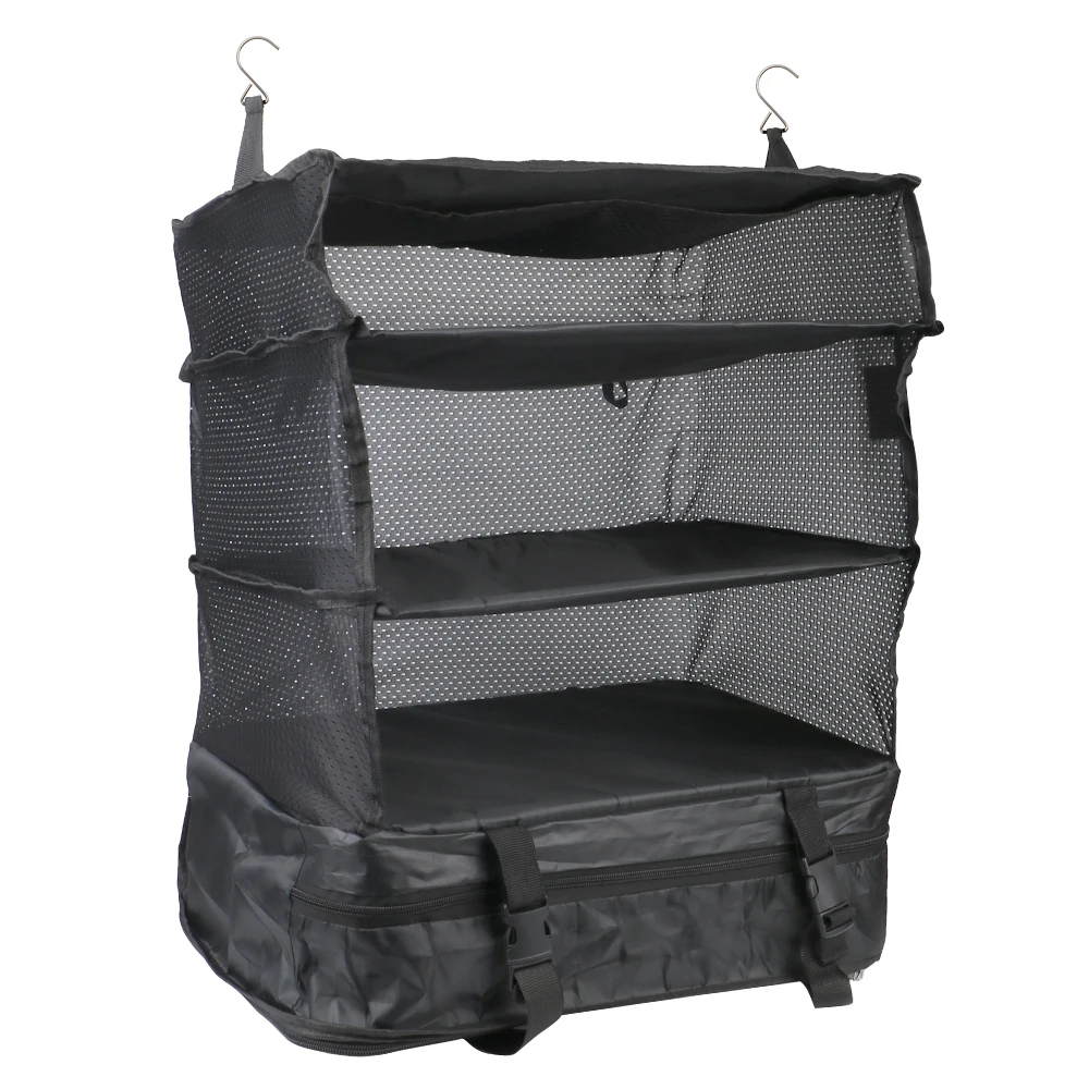 

Portable Clothes Storage Rack Hook Hanging Organizer Home Storage Travel Storage Bag Travel Suitcase Shelves Wardrobe Holder