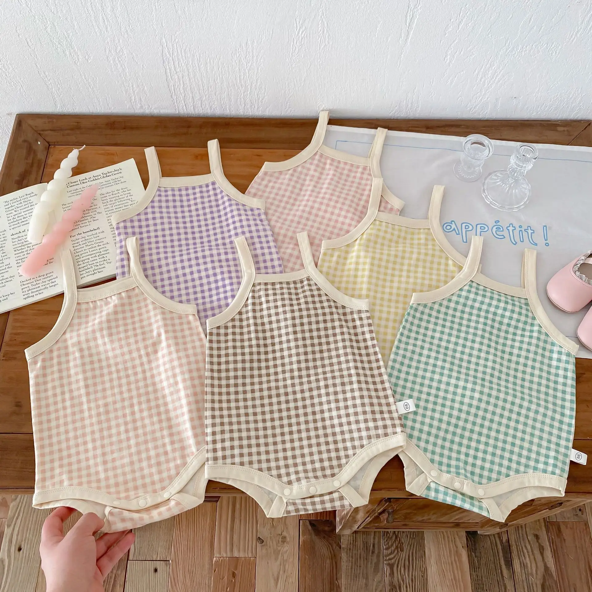 

Rompers Lattice Summe Korean Childrens Clothing Baby Camisole Baby Clothing Clothes Simple Fashion Lovely 2024 Cute