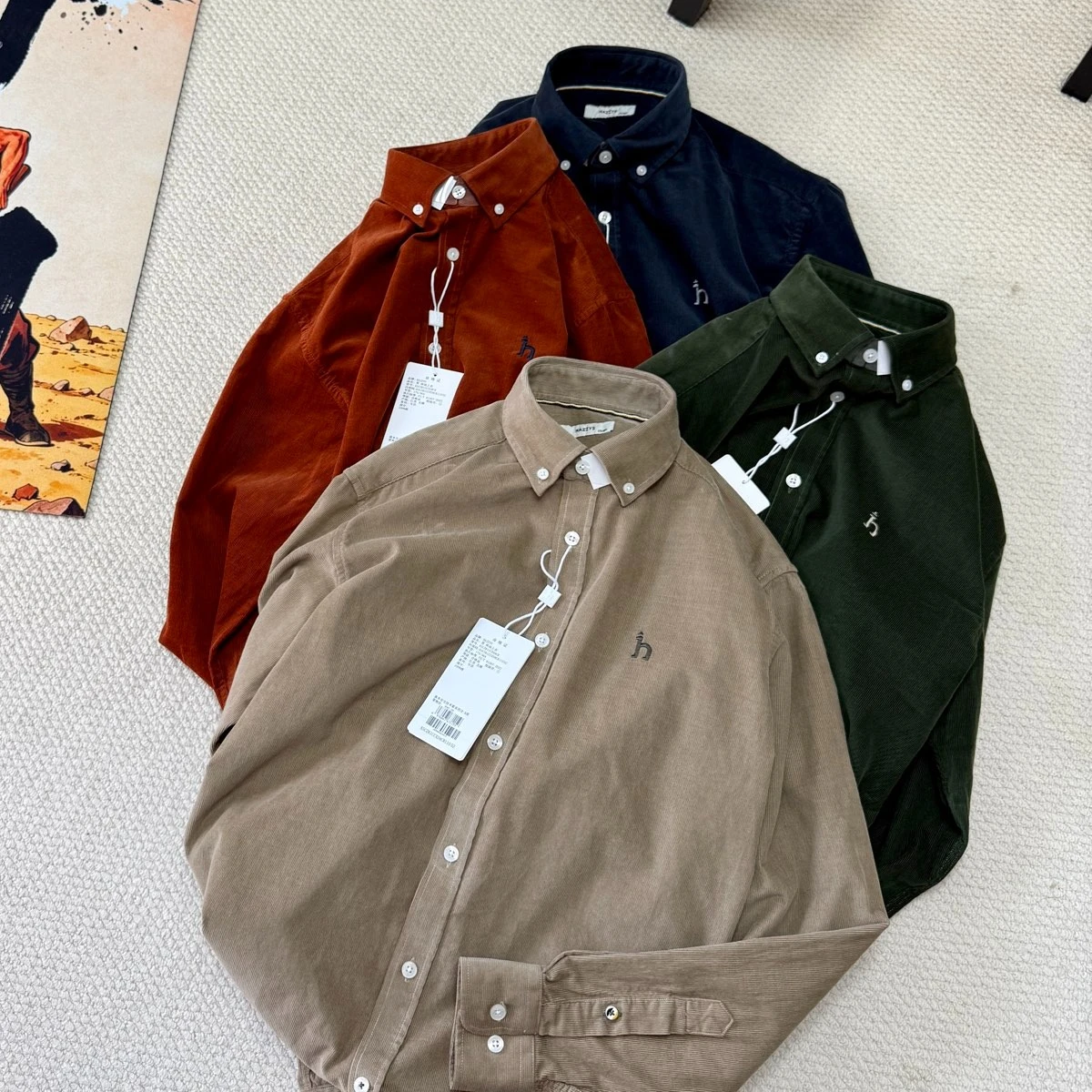 HAZZYS Men's Corduroy Button-Down Shirt | Long Sleeve Smart Casual Fall Top | Tailored Fit Autumn Commuter Dress Shirt