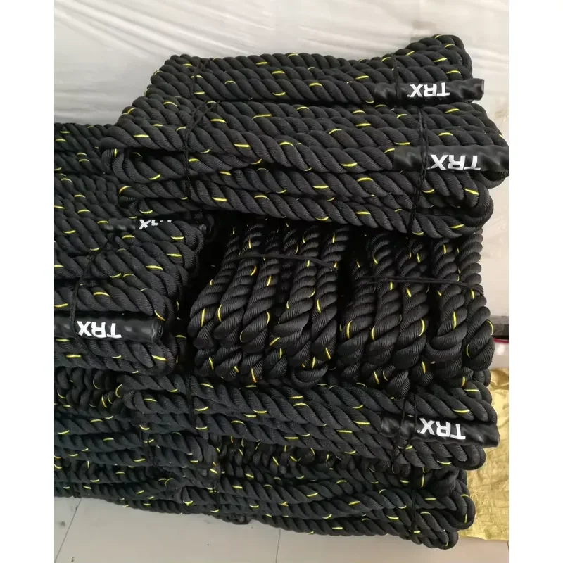 Durable and environmentally friendly polyester 38mm black fitness combat training rope custom logo 12m 11kg OEM