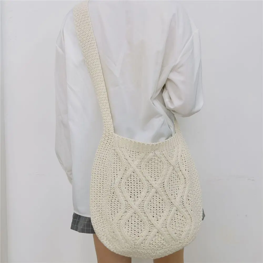 Fashion Women Hollow Woven Shoulder Bags Large Capacity Crochet Hobo Bag Knitting Handbags Female Tote Bag Shopping Bag