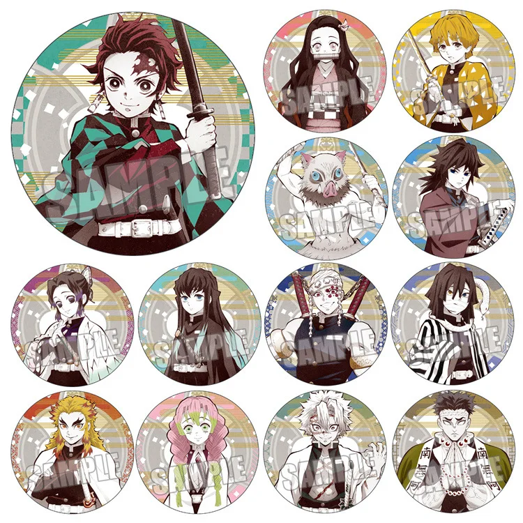 Emblem Pin Tanjirou Nezuko Zenitsu Inosuke Giyuu Shinobu Kyoujurou Uzui Tengen Anime Peripheral Costumes Badge for Kids Gifts