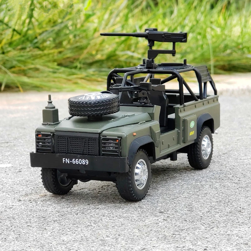 1/32 Defender Legering Verkenning Auto Model Diecast Metalen Militaire Combat Off-Road Voertuigen Gepantserde Auto Model Kinderen Speelgoed Gift