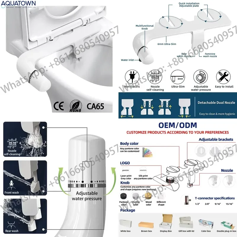 Muslim Manual Personal Feminine Rinse Shattaf Bidet Sprayer Nozzle Self-Cleaning Ultra-slim Bidet Toilet Attachment