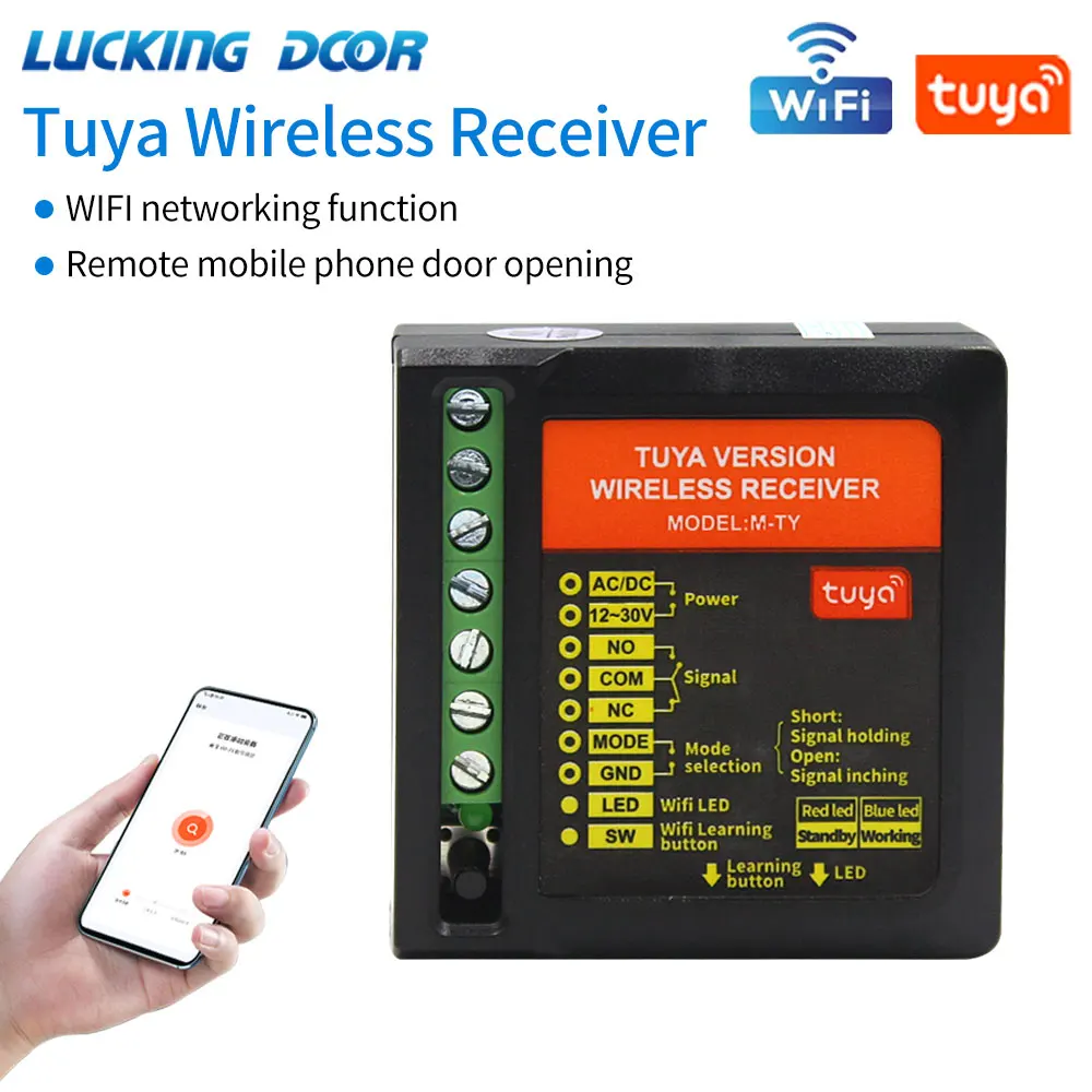 Tuya Smart 2.4G Wifi Wireless Gate Door Opener Relay Switch Receiver Exit Switch Controller Module Voice Control by Alexa Google