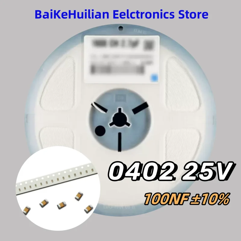 

1 reel 100NF (104K) 0.1UF chip capacitor 0402 25V accuracy ± 10%