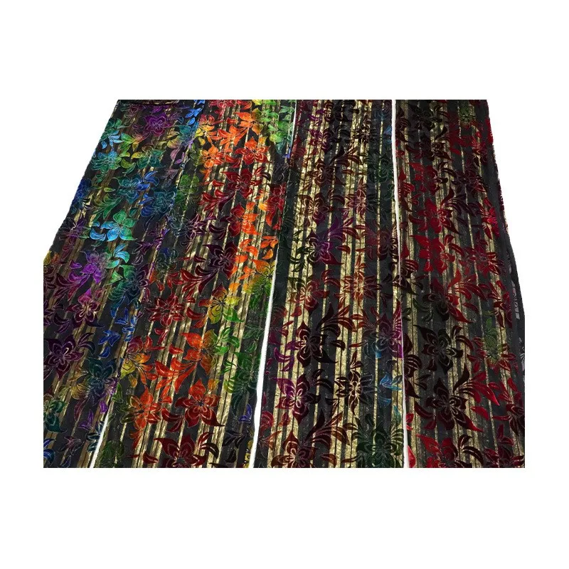 직조된 브로케이드 벨벳 모조 실크 금사 밝은 부패꽃 수작업으로 그린 원단 드레스