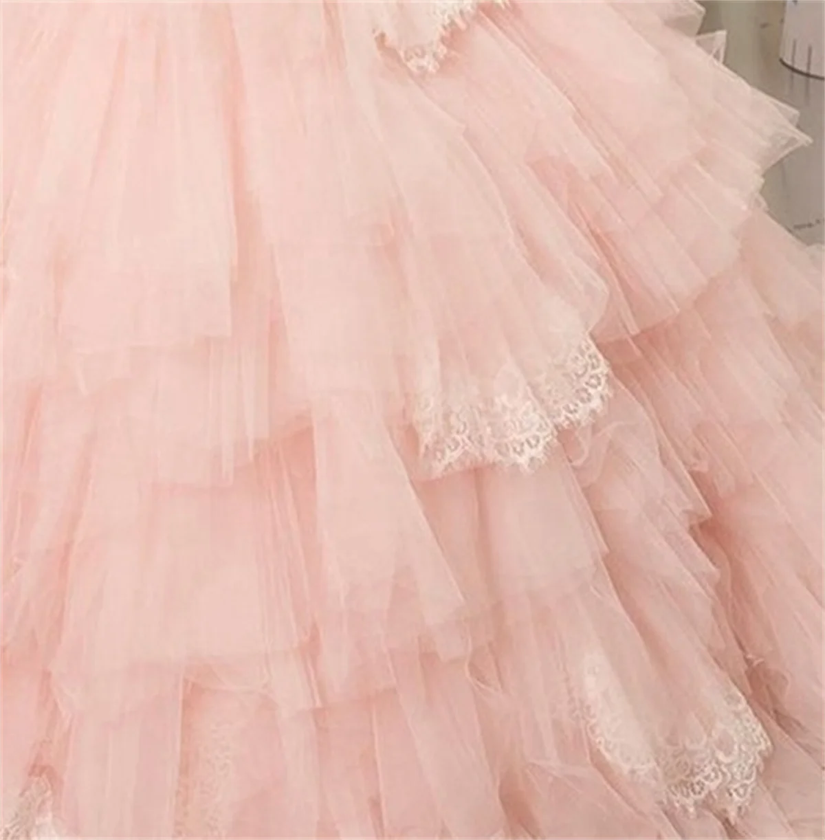 Blumen mädchen Kleid rosa flauschige geschichtete Blase Ärmel Applikation Hochzeit kleine Blume Kinder heilige Kommunion Ballkleid