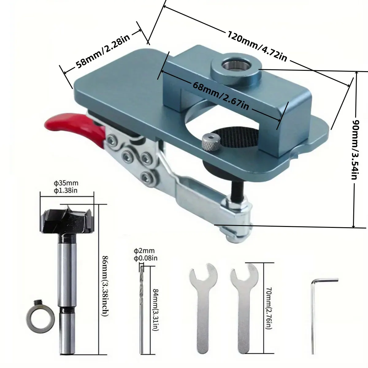 Woodworking Upgrade 35mm Concealed Hinge Jig Kit Hinge Boring Jig Drilling Guide Locator for Face Frame Cabinet Cupboard Tools