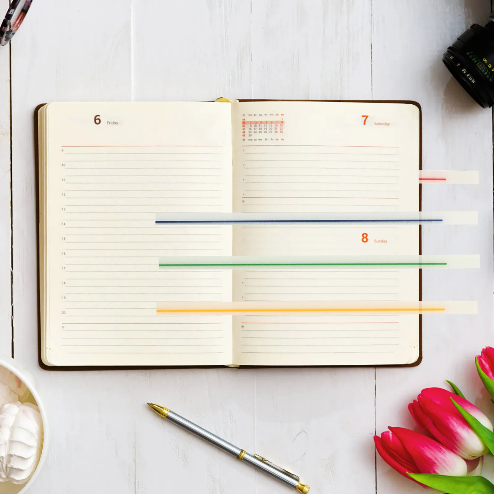 4 Books PET Highlighter Strips Transparent Stickers Reading Tape Annotation Tabs Colored Adhesive Markers Book Notes