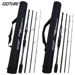 Goture xceed 1.98-3.6m fuji guia anel de carbono fiação fundição vara de pesca m/mh power isca vara 4 peças vara de viagem com saco de tubo