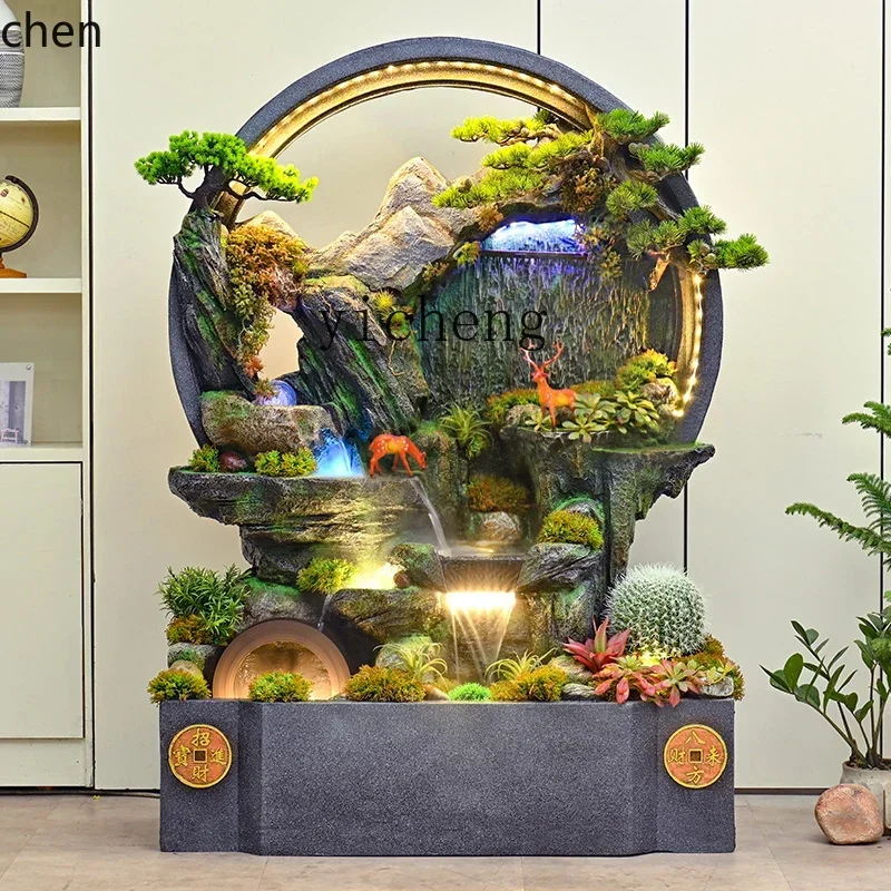 q-4 -flowing water landscape rockery water curtain wall landscaping store opening entrance lucky gifts decorative ornaments