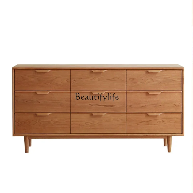 

FG10Nordic Japanese-style chest log style dining side living room storage tea cabinet drawer