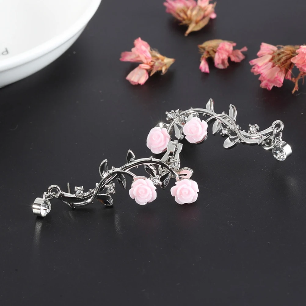 

Ear Clips Earrings for Women Girls Rose Design Stylish Jewelry Bone Clip Fashion Accessories Gift Daily Wear