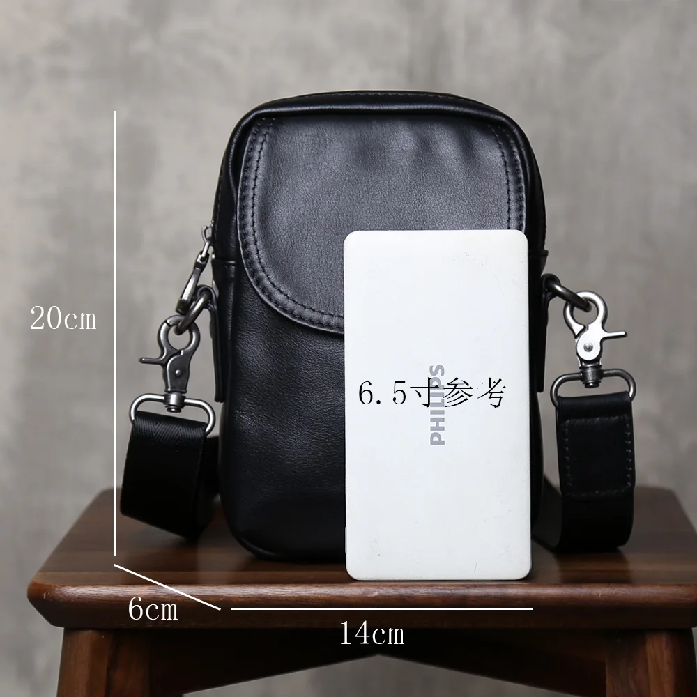 

Мужская маленькая сумка на плечо из воловьей кожи с верхним слоем, повседневная кожаная сумка на плечо, многофункциональная модная сумка для мобильного телефона большой вместительности