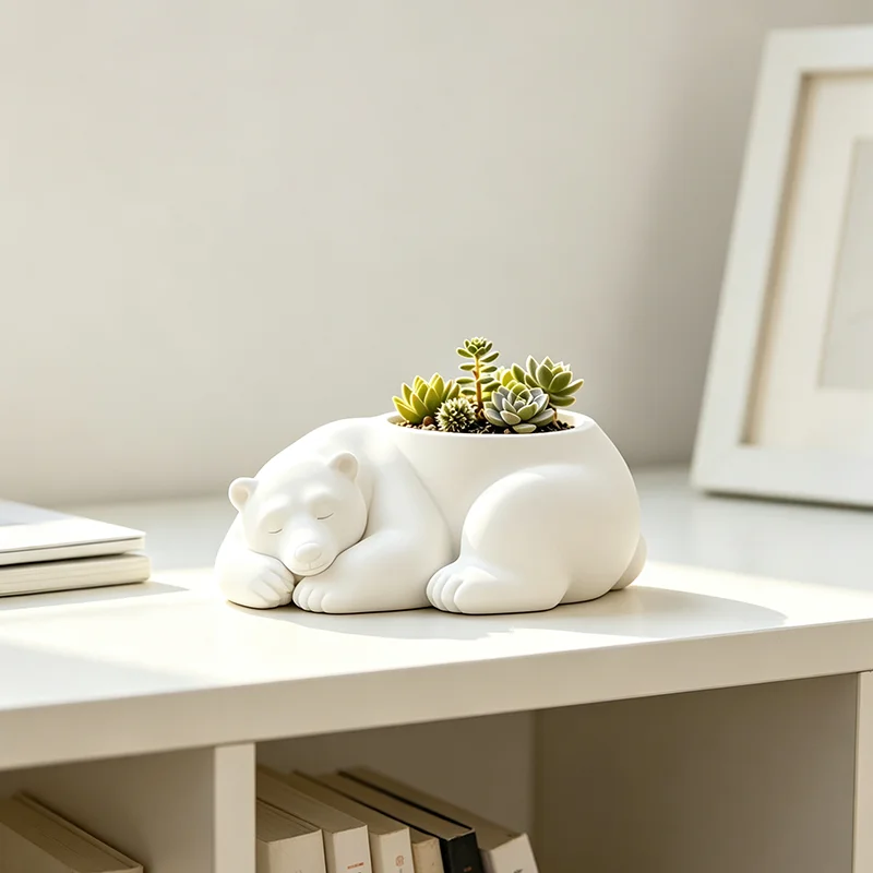 3D Printing Pot - 3D Printed Sleeping Polar Bear Planter
