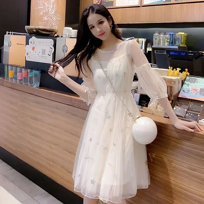 New Trend Women's Long Sleeve Dresses Spring Autumn Elegant and Beautiful Female Dress Korean Fashion Full Curvy Clothes 2025 X