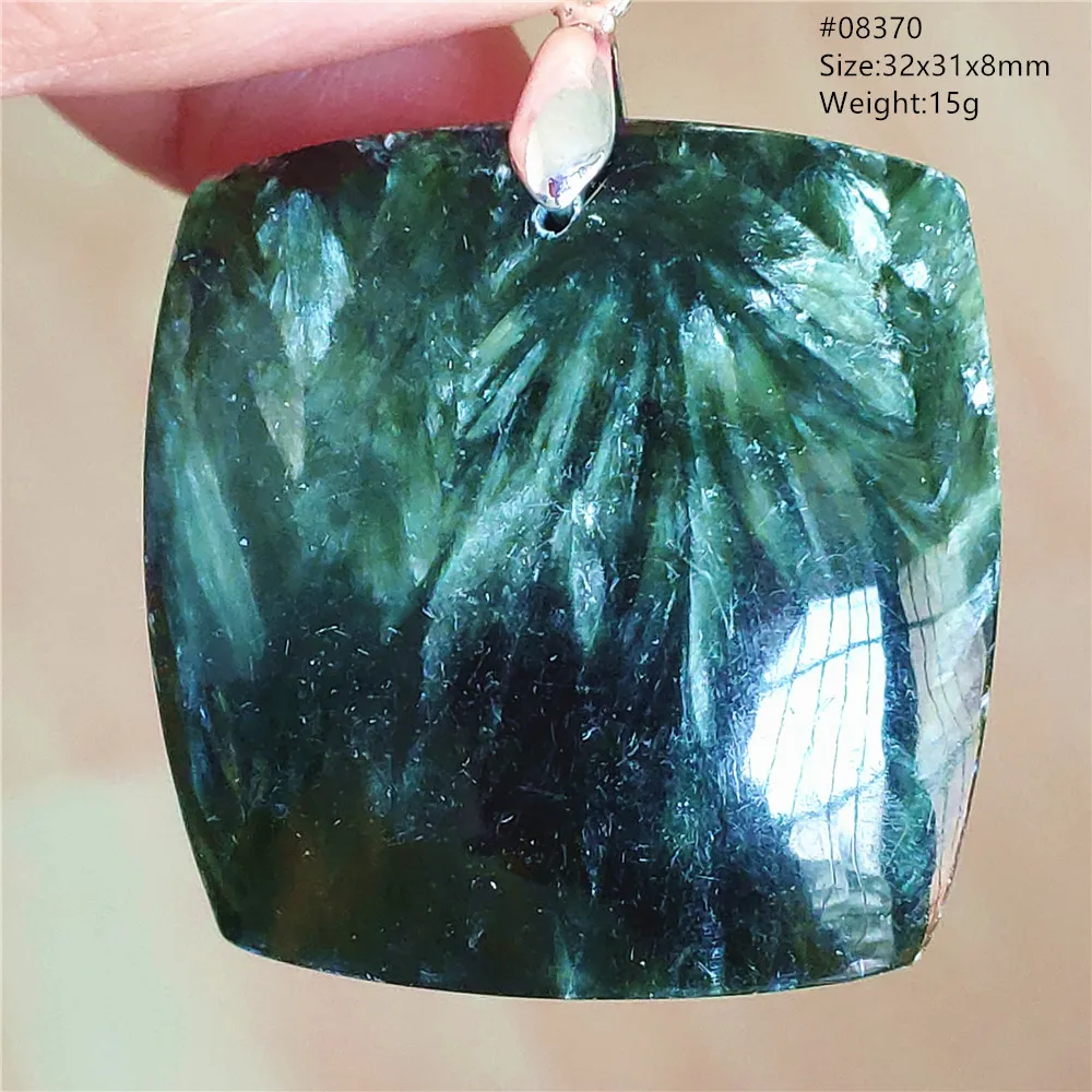 Pendentif en Seraphinite Verte Naturelle pour Femme et Homme, Collier Rectangulaire, Meilleur Cadeau, Perles à la Mode, Uto Uto AA