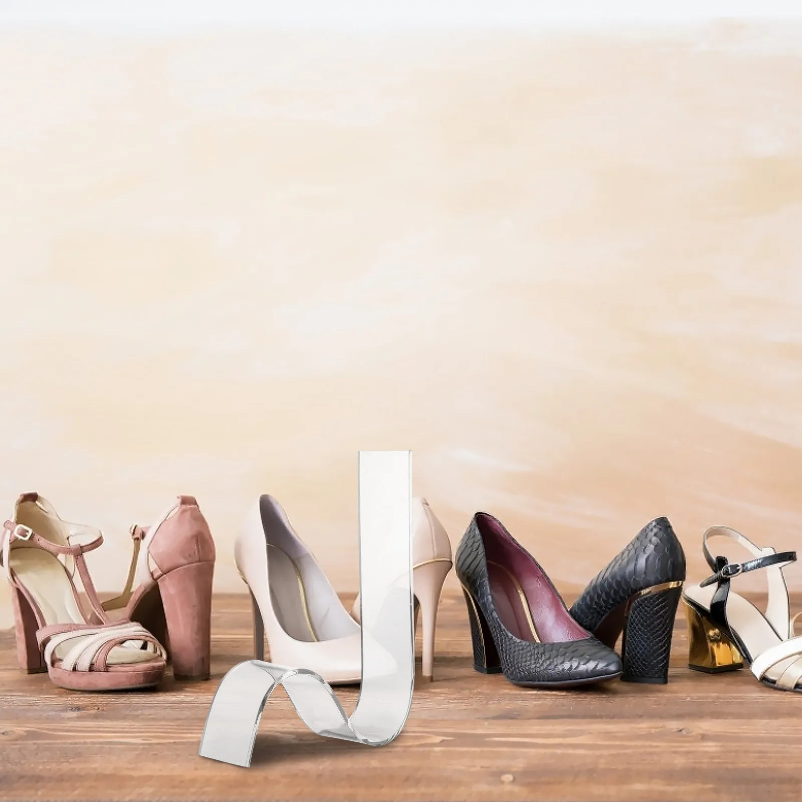 2Pcs Acrylic Shoe Storage Rack Clear High Heels Display Stand Mall Display Shelf S-Type Holder Acrylic Storage Rack