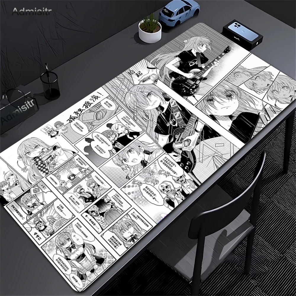 Tappetino per mouse XXL Bocchi The Rock Tappetino per computer da gioco di grandi dimensioni Tappetini per mouse con stampa HD Anime Gamer Bordo di bloccaggio Accessori antiscivolo