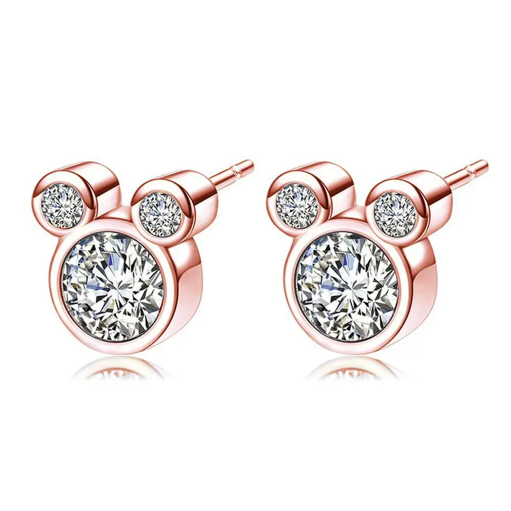High Quality 925 Zircon Silver Plated Earrings Suitable for Girls, Children, Cute Women, Crystal Earrings, Jewelry, Gift Gold