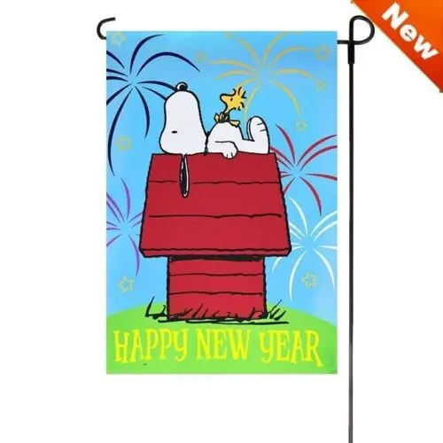 SNOOPY PEANUT GANG Garden Flag NEW YEARS EVE Fireworks Woodstock 60797 12