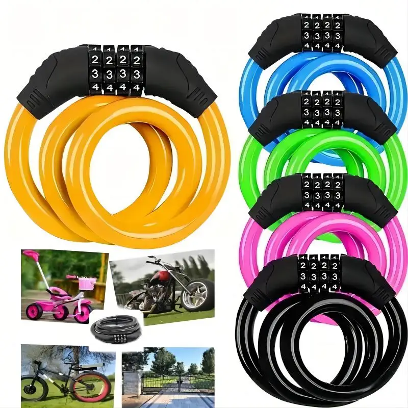 Bike Lock Cable, Bike Locks Heavy Duty Anti Theft,Security 4 Digit Resettable Combination Portable Code Lock Cable for Bicycle