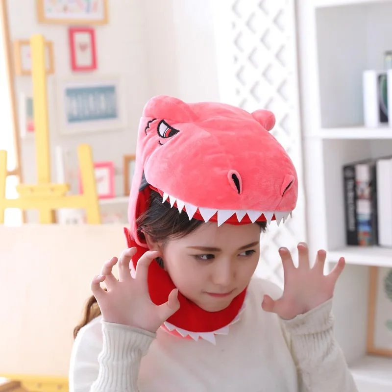 Cute Plush Toy Adult Plushs Hat Cap Decor Coronet Headgear Headdress Funny Shark Dinosaur Toys PP Cotton Doll