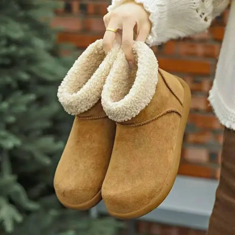 

2025 New Warm Ankle Boots Retro Short-top Wool Snow Cotton Shoes