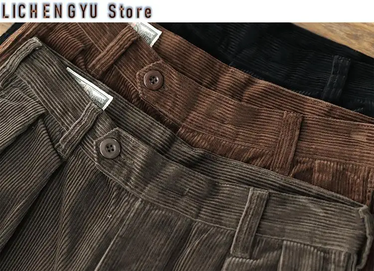 Autumn New American Retro Heavyweight Corduroy Tooling Pants Men's Pure Cotton Washed Old Loose Straight Casual Daddy Trousers