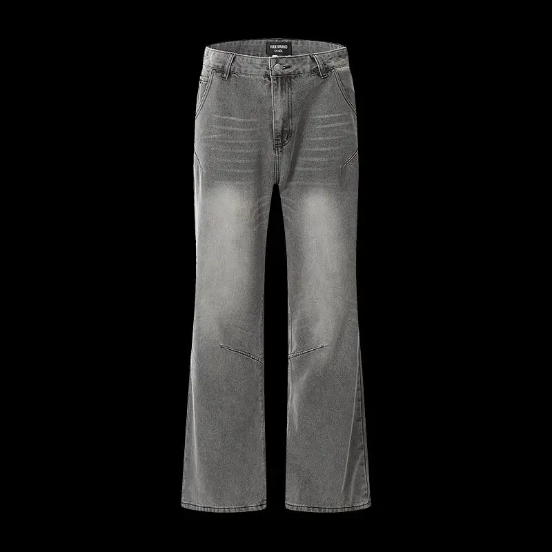 Jeans rétro High Street pour hommes et femmes, européen et américain, tube droit, ample, micro œuvres d'art, tendance et personnalisé, jeans décontractés, Y2K