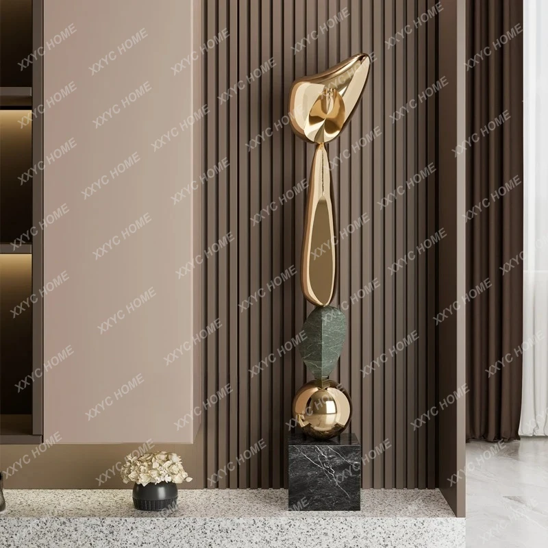 Light Luxury Entrance Niche Slender Vertical High Ornament Art Sculpture High-end Hotel Living Room Floor Decoration