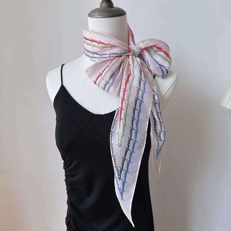 

Новый корейский шарф из марлевой ткани для женщин, с яркими полосками, мягкий и красочный, универсальный, защищает шею.