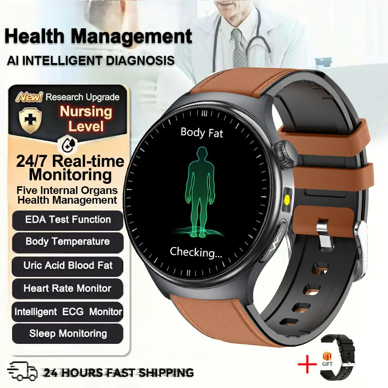 2026 New Upgraded Health Monitoring Uric Acid Blood Pressure Blood Oxygen Heart Health Check Smart Watch ECG smart watches Man image 3