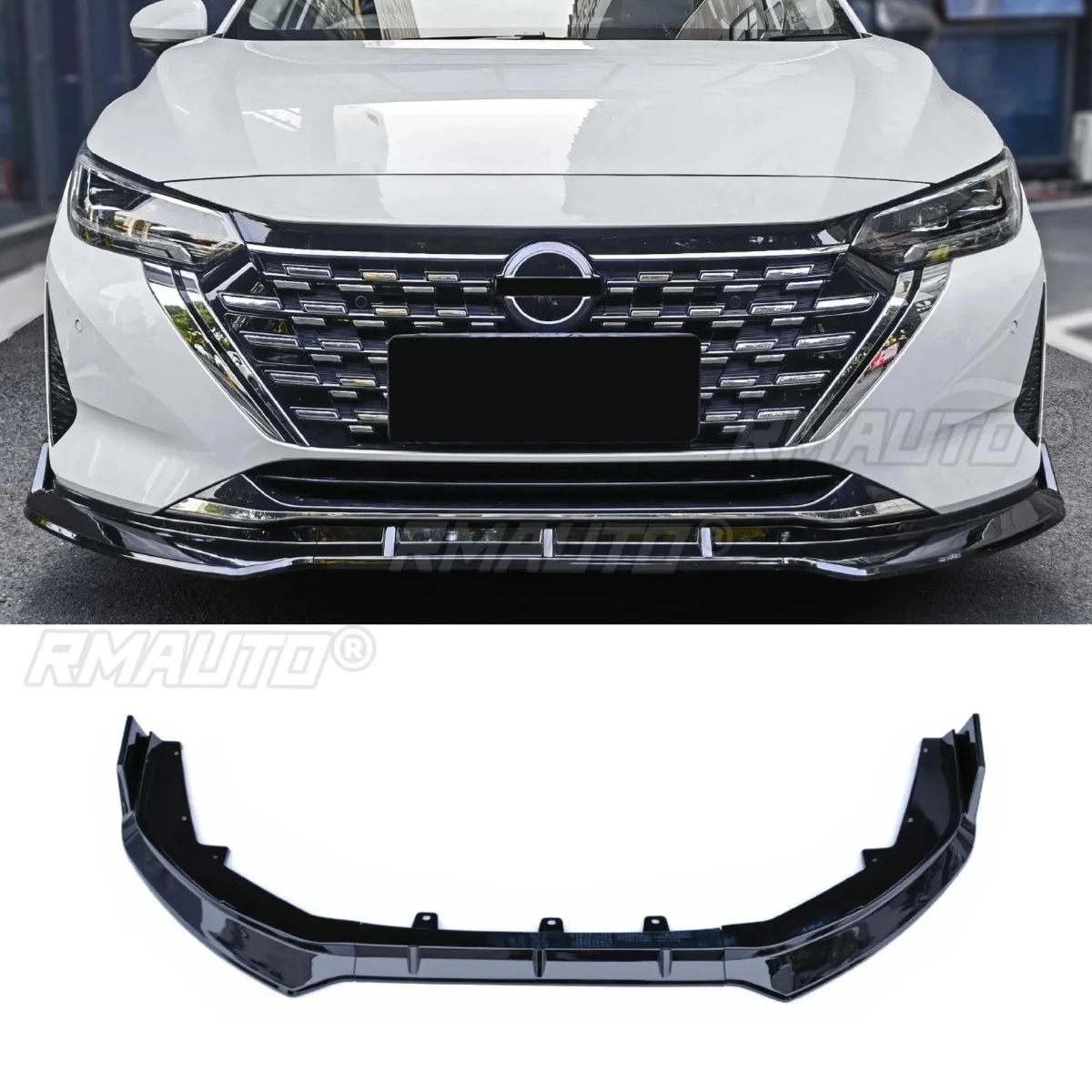 Car Front Bumper Lip Diffuser Spoiler Glossy Black Modification Part for Nissan Sylphy 2023 Bumper Protector Car Accessories