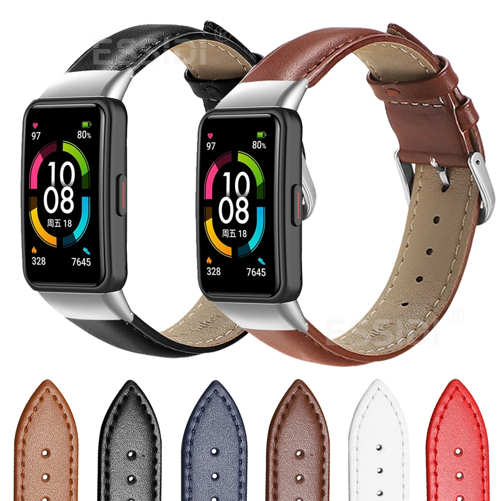 Essidi Leder Uhr Strap Für Huawei Band 6 6 Pro Frauen Männer Weiche Handgelenk Armband Band Correa Für Honor Band 6 ersatz