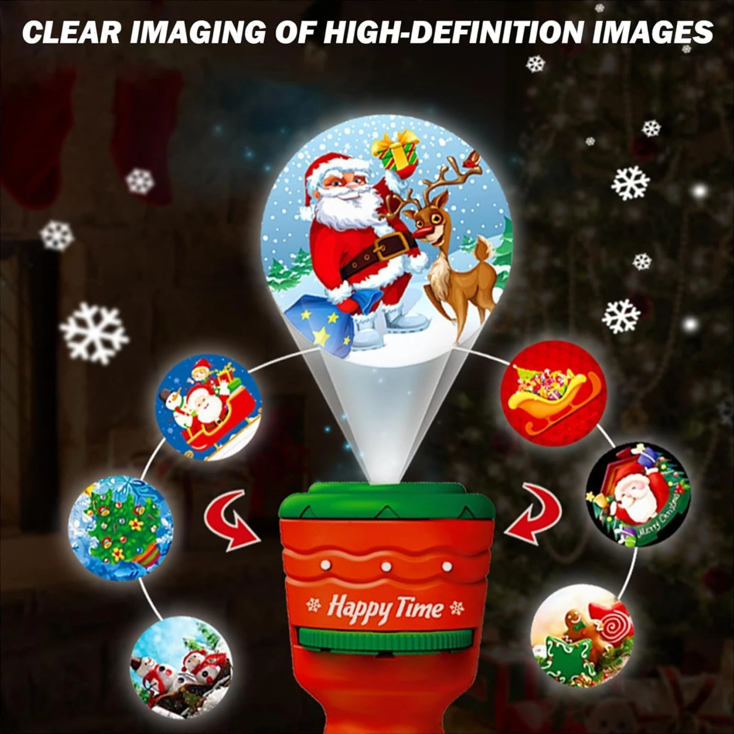 Child Christmas Projector Slide Story Machine Bedtime Toy Santa Eve Glowing Light Stick Flashlight Toy Early Educational