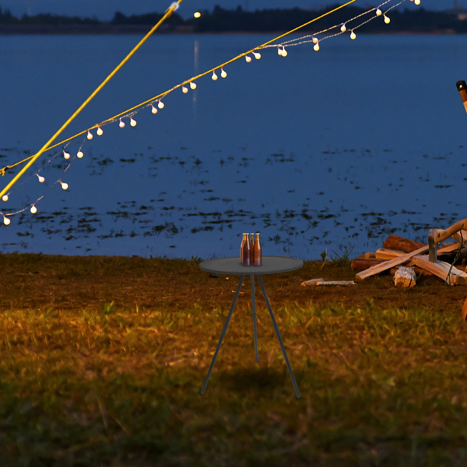 

1pc Portable Round For Camping Adjustable Height Lightweight Outdoor Coffee Small Compact Foldable Camping Easy Carry Sturdy