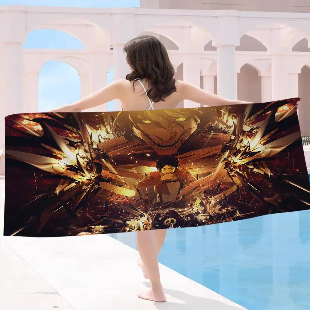 Anime A-Attack on Titan Beach Towel Colorful Bath Towels for Girl Microfiber Quick Dry Custom Sand Free Beach Yoga Spa Gym Pool