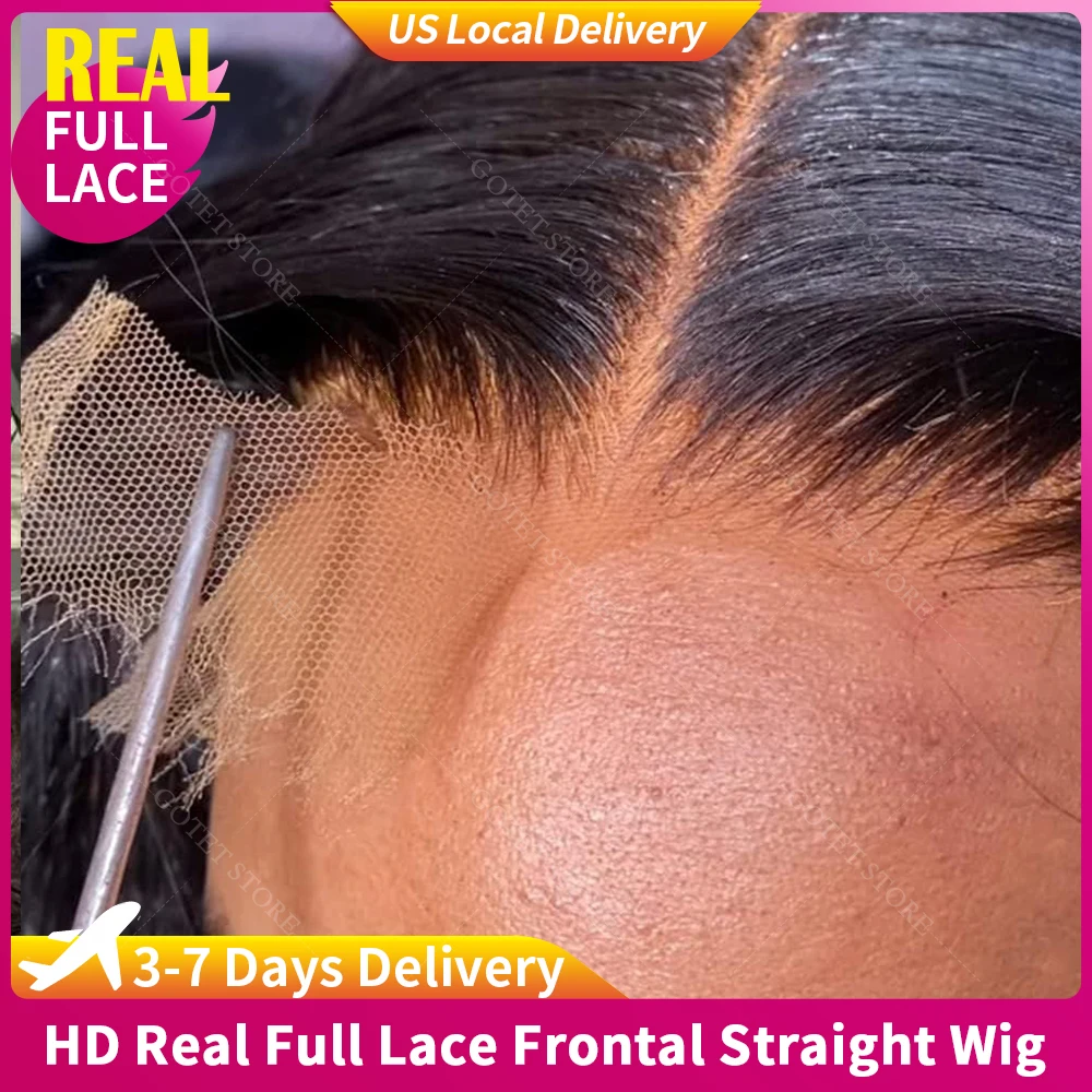 

Невидимый ремешок Ультратонкие 360-градусные парики шнурка Человеческие волосы 200% кости Прямые настоящие HD Полный кружевной передний бесклеевой парик Часть в любом месте